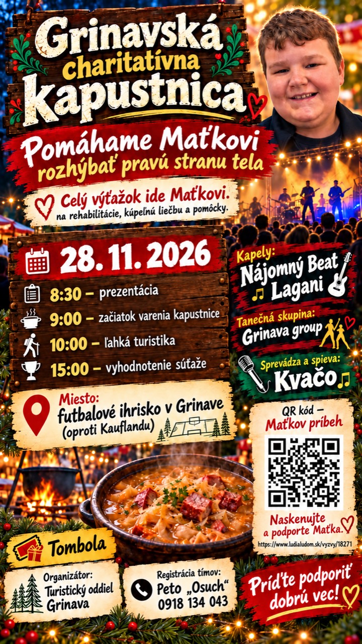 Plagát Grinavskej charitatívnej kapustnice 28. novembra 2026